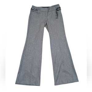 Express Editor Wide Waistband Flare Leg Black Gray Pants Women's Career Sz 8 New
